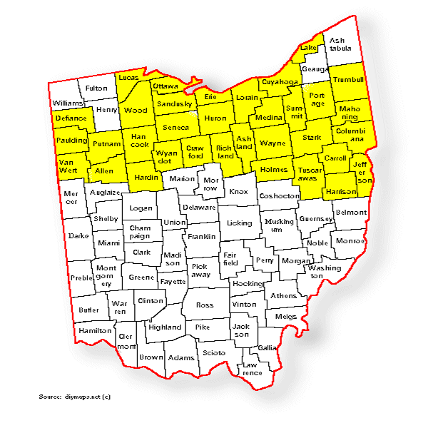 Ohio map service areas